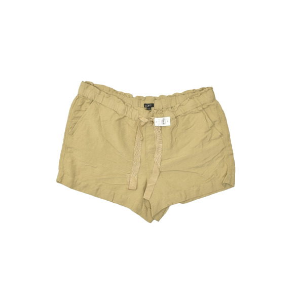 NEW Loft Women's Chino Shorts Beige Size XL Drawstring Solid Linen Blend - Picture 1 of 8